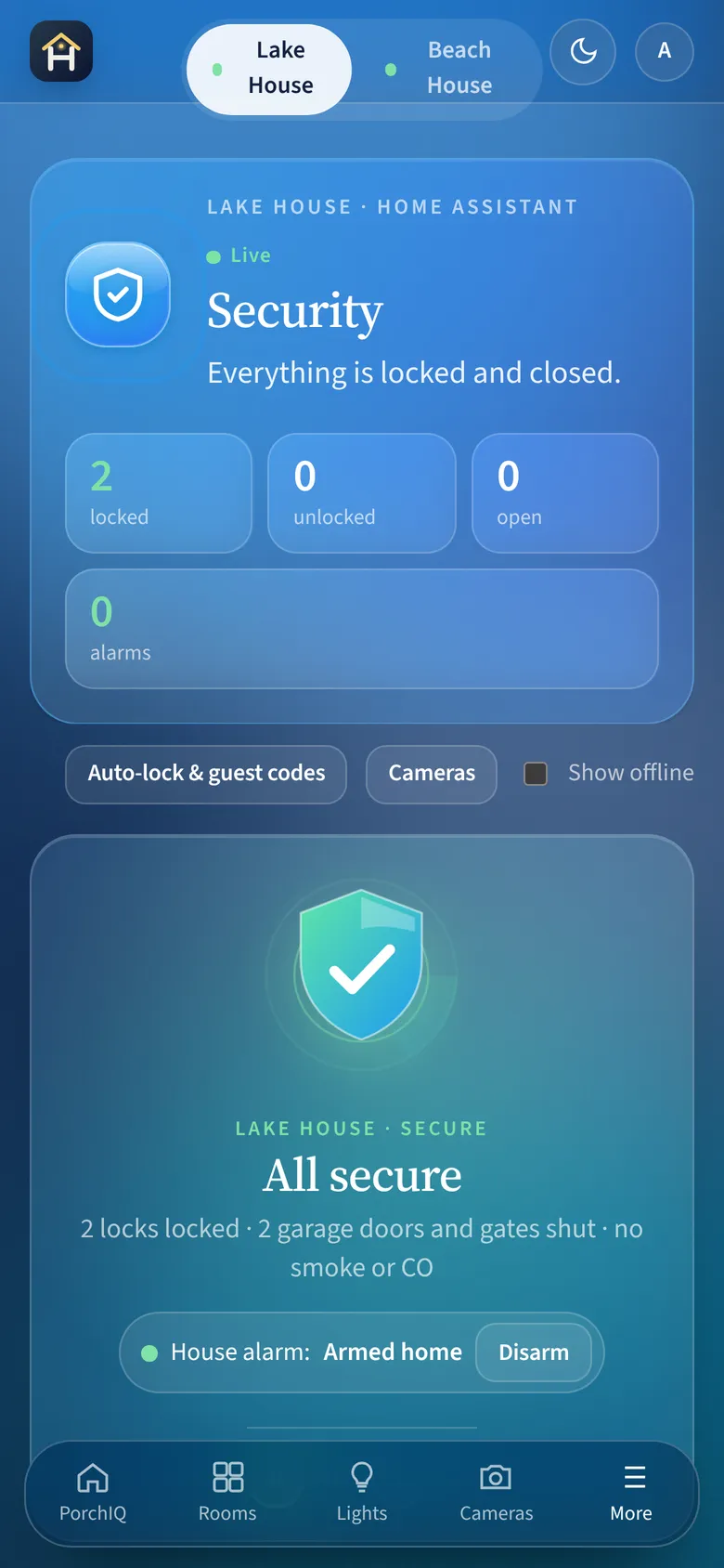 PorchIQ Security screen on a phone